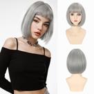 Peruca de cabelo refinado, cinza, Bob, 30 cm, sintética para mulheres e meninas