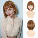 Peruca de cabelo refinado Honey Blonde Bob 30cm com franja sintética