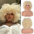 Peruca de cabelo sintética Vitorish Blonde Short Curly Afro 25cm