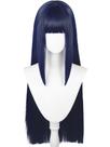 Peruca de cabelo sintético azul escuro liso de meio a meio
