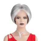 Peruca de cabelo sintético curto Bob Grey com mechas 30cm