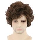 Peruca de cabelo sintético curto encaracolado 30,5 cm marrom para homens