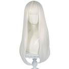 Peruca de cabelo sintético de 70 cm de comprimento e reta branca com franja Peruca de cabelo sintético de 70 cm de comprimento e reta branca com franja