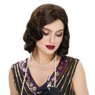 Peruca de cabelo sintético preto vintage Water Wave de 20 polegadas