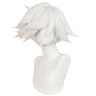 Peruca de cosplay Angel Dust Hazbin Hotel Short White Spiky