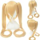 Peruca de cosplay Anime Blonde, rabos de cavalo longos e gêmeos com franja de 120 cm