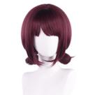 Peruca de cosplay Anime Burgundy Short Twin Bun com franja de 40 cm