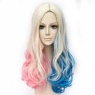 Peruca de cosplay Anime Harleys Quinns, cabelo solto, sintético