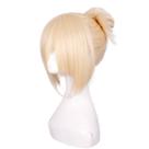 Peruca de cosplay Annie Leonhart Anime sintética dourada clara 35cm