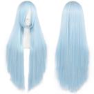 Peruca de cosplay ANOGOL azul claro de 80 cm de comprimento reta para mulheres Peruca de cosplay ANOGOL azul claro de 80 cm de comprimento reta para mulheres