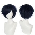 Peruca de cosplay ANOGOL curta azul escuro para festa de Halloween masculina Peruca de cosplay ANOGOL curta azul escuro para festa de Halloween masculina