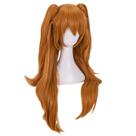 Peruca de cosplay Auburn de 55 cm de comprimento com cauda dupla com franja sintética Peruca de cosplay Auburn de 55 cm de comprimento com cauda dupla com franja sintética