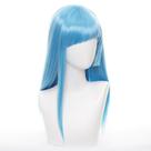 Peruca de cosplay azul anime longa reta com franja lateral 56cm