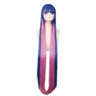 Peruca de cosplay azul rosa sintética 120cm para Halloween