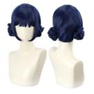 Peruca de cosplay azul sintética Bob Cut 35cm para mulheres