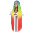 Peruca de cosplay, cabelo longo e liso, gradiente arco-íris, 60 cm Peruca de cosplay, cabelo longo e liso, gradiente arco-íris, 60 cm