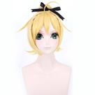 Peruca de cosplay, cabelo sintético trançado em feltro, amarelo claro, 35 cm