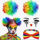 Peruca de cosplay colorida Rainbow Curly com gravata borboleta para todas as idades