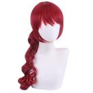 Peruca de cosplay com rabo de cavalo longo e encaracolado com franja lateral, 60 cm, vermelha