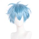 Peruca de cosplay curta azul bagunçada de 25 cm sintética de alta temperatura