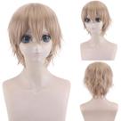 Peruca de cosplay curta bege de 30 cm com camadas despenteadas e franja Peruca de cosplay curta bege de 30 cm com camadas despenteadas e franja
