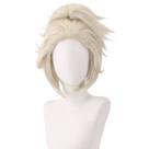 Peruca de cosplay curta branca com rabo de cavalo espetado de 32 cm para adolescentes Peruca de cosplay curta branca com rabo de cavalo espetado de 32 cm para adolescentes