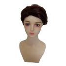 Peruca de cosplay curta com textura marrom, camadas de 15 cm, resistente ao calor