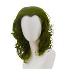 Peruca de cosplay curta verde encaracolada de 35 cm, sintética resistente ao calor