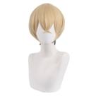 Peruca de cosplay de anime curta loira e preta gradiente 28cm