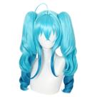 Peruca de cosplay de anime e perucas sintéticas para o Halloween Miku Blue