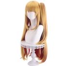 Peruca de cosplay de anime, loira longa com gradiente vermelho, pontas de 60 cm