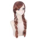 Peruca de cosplay de anime marrom e branca destacada trançada de 55 cm Peruca de cosplay de anime marrom e branca destacada trançada de 55 cm