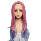 Peruca de cosplay de anime para mulheres, longa, reta, 50 cm, rosa e azul Peruca de cosplay de anime para mulheres, longa, reta, 50 cm, rosa e azul
