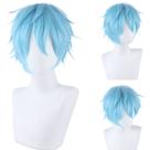 Peruca de cosplay de anime sintética de alta temperatura azul claro