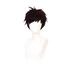 Peruca de cosplay de anime vermelha escura, marrom, pontiaguda, sintética, 20 cm