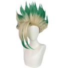 Peruca de cosplay de cabelo curto com pontas verdes Senku Ish Dr. Stone