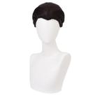 Peruca de cosplay de cabelo preto curto em estilo japonês com franja afiada