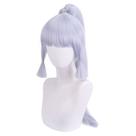 Peruca de cosplay de cabelo sintético azul claro 70cm com rabo de cavalo