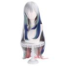 Peruca de cosplay de gradiente longo em camadas com franja de 98 cm resistente ao calor