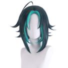Peruca de cosplay em dois tons verde escuro e azul-petróleo de 40 cm para adolescentes