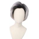 Peruca de cosplay genérica com corte curto Bob Cut White Gradient para mulheres