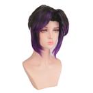 Peruca de cosplay genérica com gradiente roxo de 30 cm para mulheres