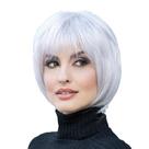 Peruca de cosplay genérica curta prateada Bob Cut 25 cm para mulheres