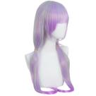 Peruca de cosplay genérica de 65 cm, roxo claro, cinza com rabos de cavalo duplos