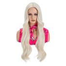 Peruca de cosplay genérica de 80 cm de comprimento, loira ondulada, resistente ao calor