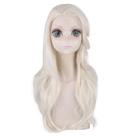 Peruca de cosplay genérica Elsa, cabelo loiro comprido, 65 cm, resistente ao calor