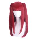 Peruca de cosplay genérica, longa e reta, vermelha com rabos de cavalo gêmeos de 65 cm Peruca de cosplay genérica, longa e reta, vermelha com rabos de cavalo gêmeos de 65 cm