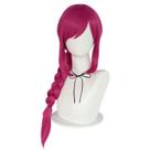 Peruca de cosplay genérica longa trançada rosa com franja lateral de 60 cm
