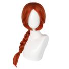 Peruca de cosplay genérica, longa, vermelha, trançada, resistente ao calor, sintética