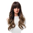 Peruca de cosplay genérica marrom a loira acinzentada, longa, encaracolada, 70 cm com franja Peruca de cosplay genérica marrom a loira acinzentada, longa, encaracolada, 70 cm com franja